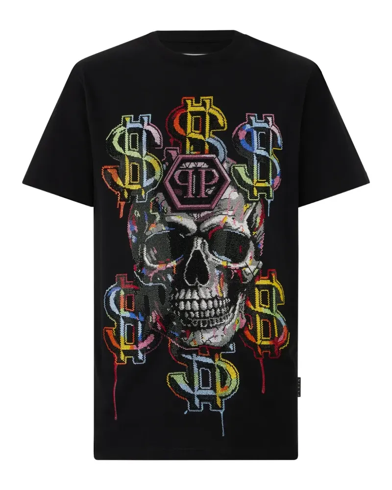 Philipp Plein T-Shirt mit Kristallen und Totenkopf-Print - Schwarz Schwarz