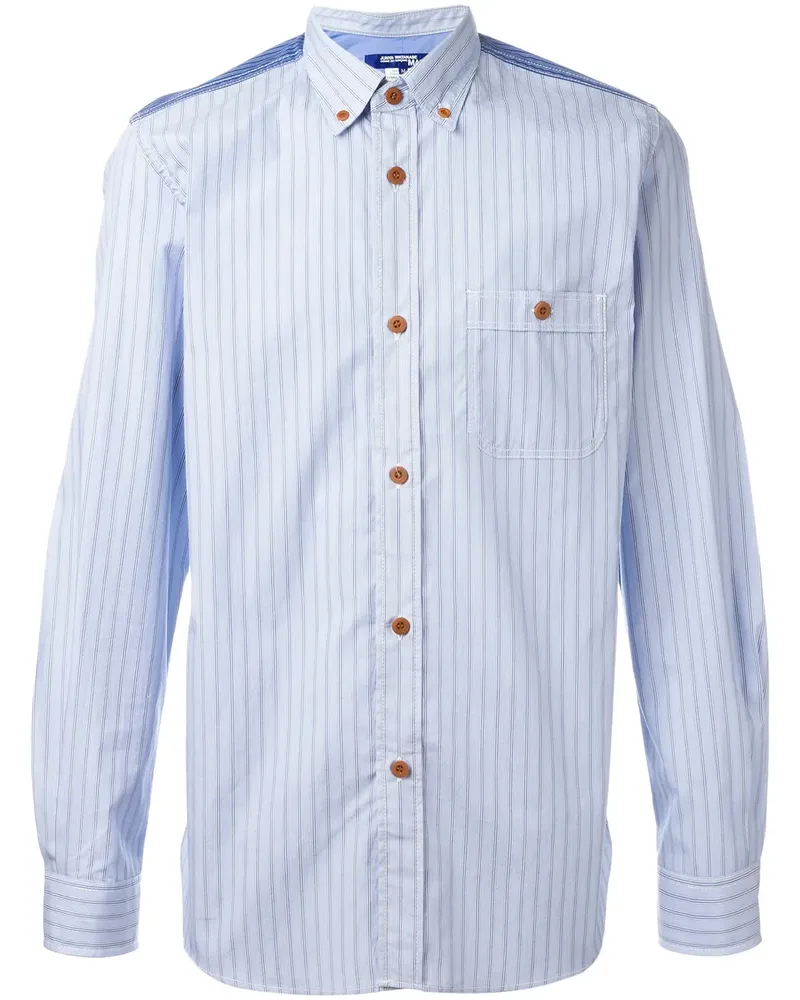 Junya Watanabe Gestreiftes Hemd mit Einsatz - Blau Blau