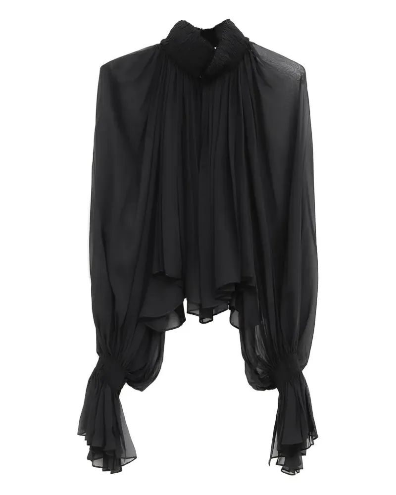 KHAITE Gerüschtes Durer Oberteil mit Stehkragen - Schwarz Schwarz