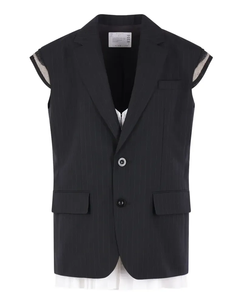 Sacai Gestreiftes Top - Schwarz Schwarz