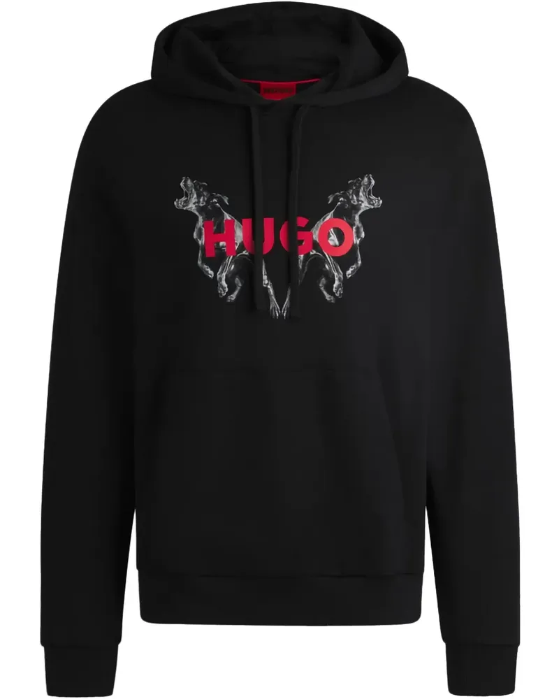HUGO BOSS Hoodie mit Logo-Print - Schwarz Schwarz