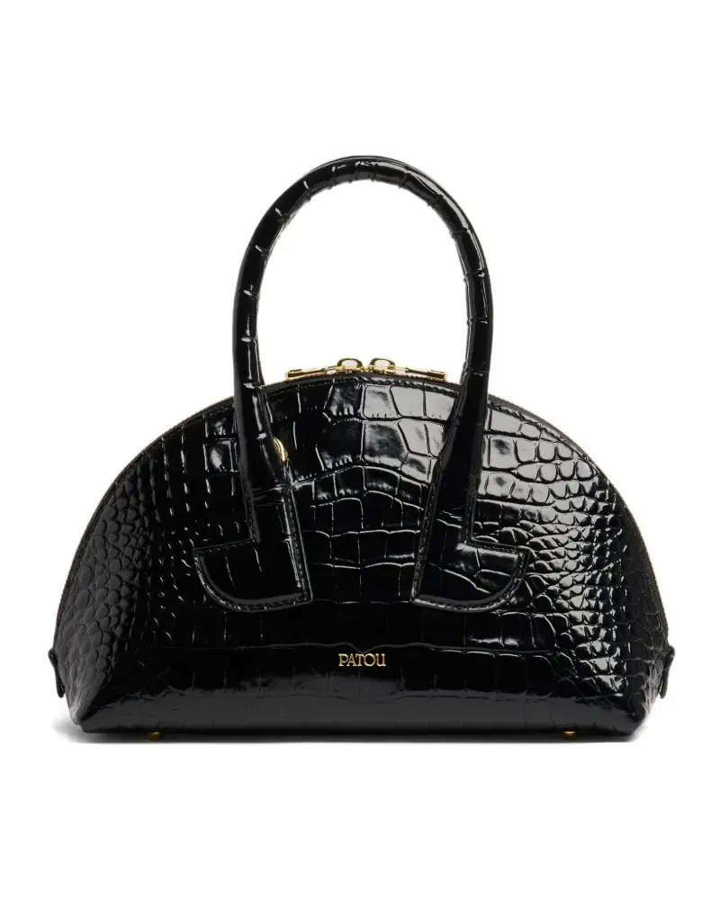 Patou Le  Bowling Tasche mit Kroko-Effekt - Schwarz Schwarz