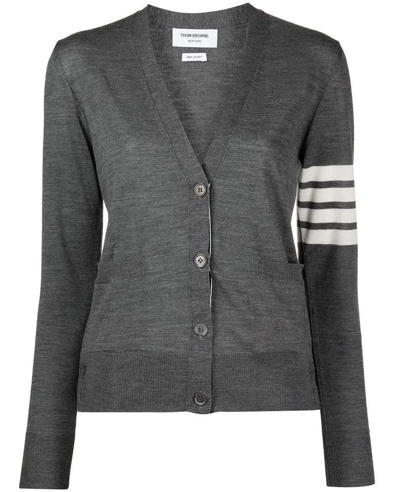 Thom Browne Gestreifter Cardigan mit V-Ausschnitt - Grau Grau