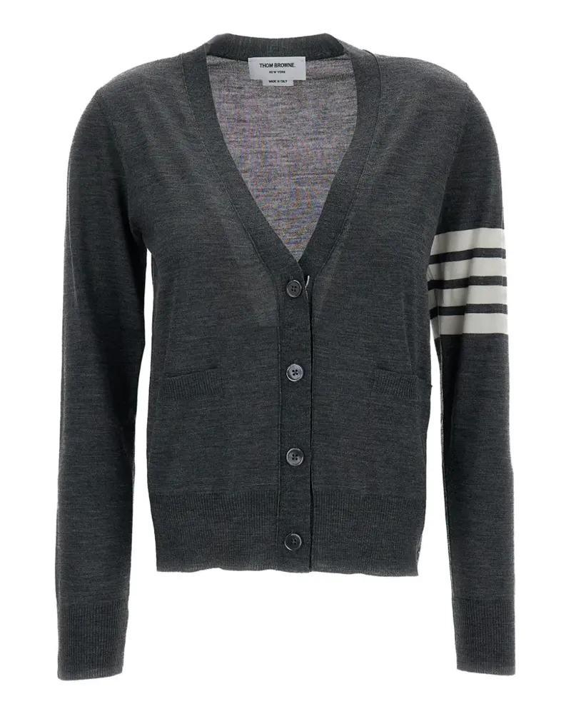 Thom Browne Gestreifter Cardigan mit V-Ausschnitt - Grau Grau