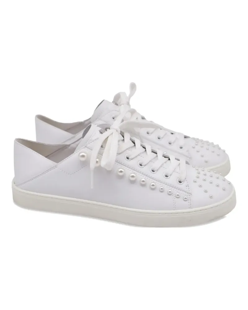 Stuart Weitzman 2024 pearl-embellished leather sneakers - Weiß Weiß
