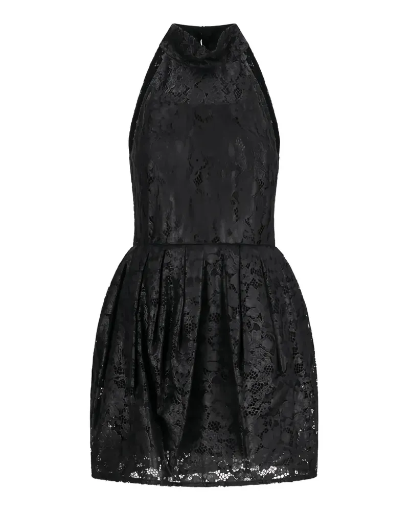 Blumarine Faltenminikleid mit Spitzenoverlay - Schwarz Schwarz