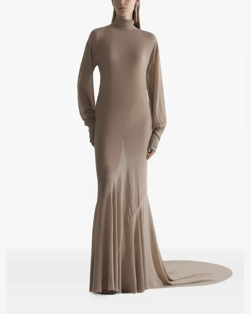 Thierry Mugler turtleneck gown dress - Nude Nude