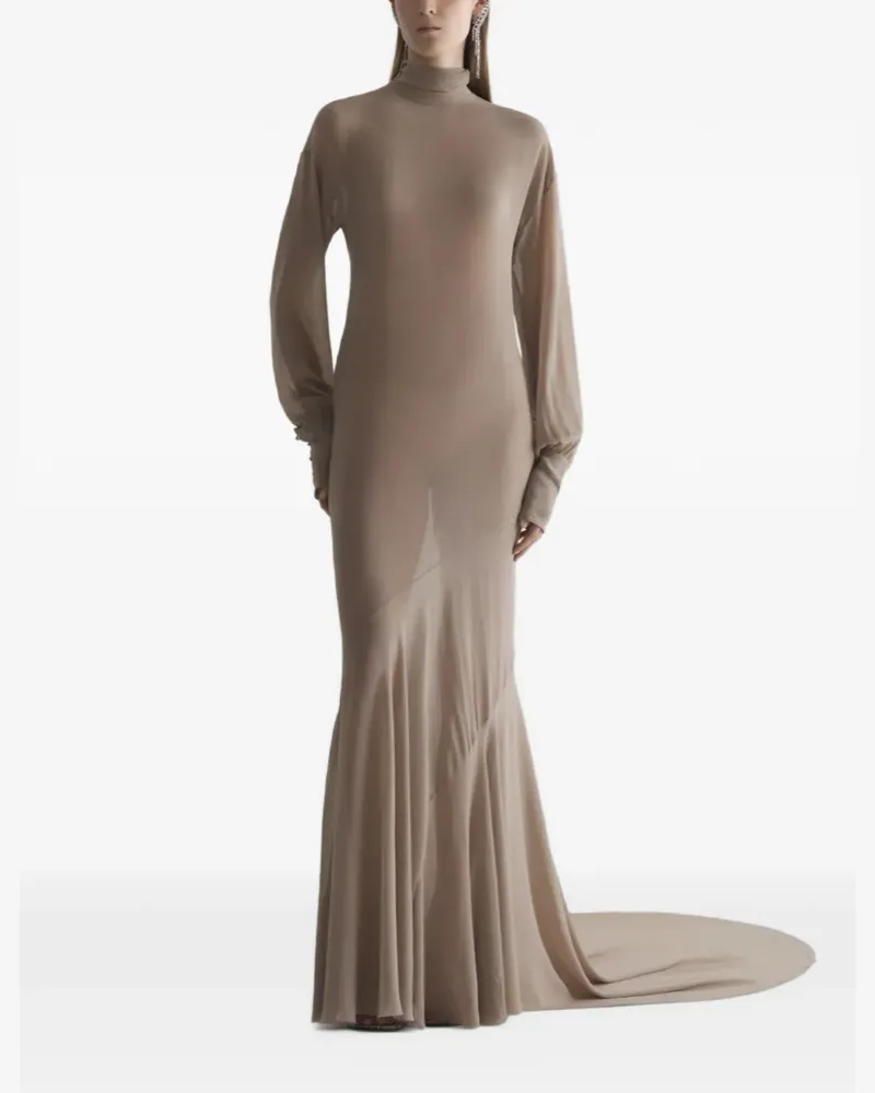 Thierry Mugler Abendkleid mit Rollkragen - Nude Nude