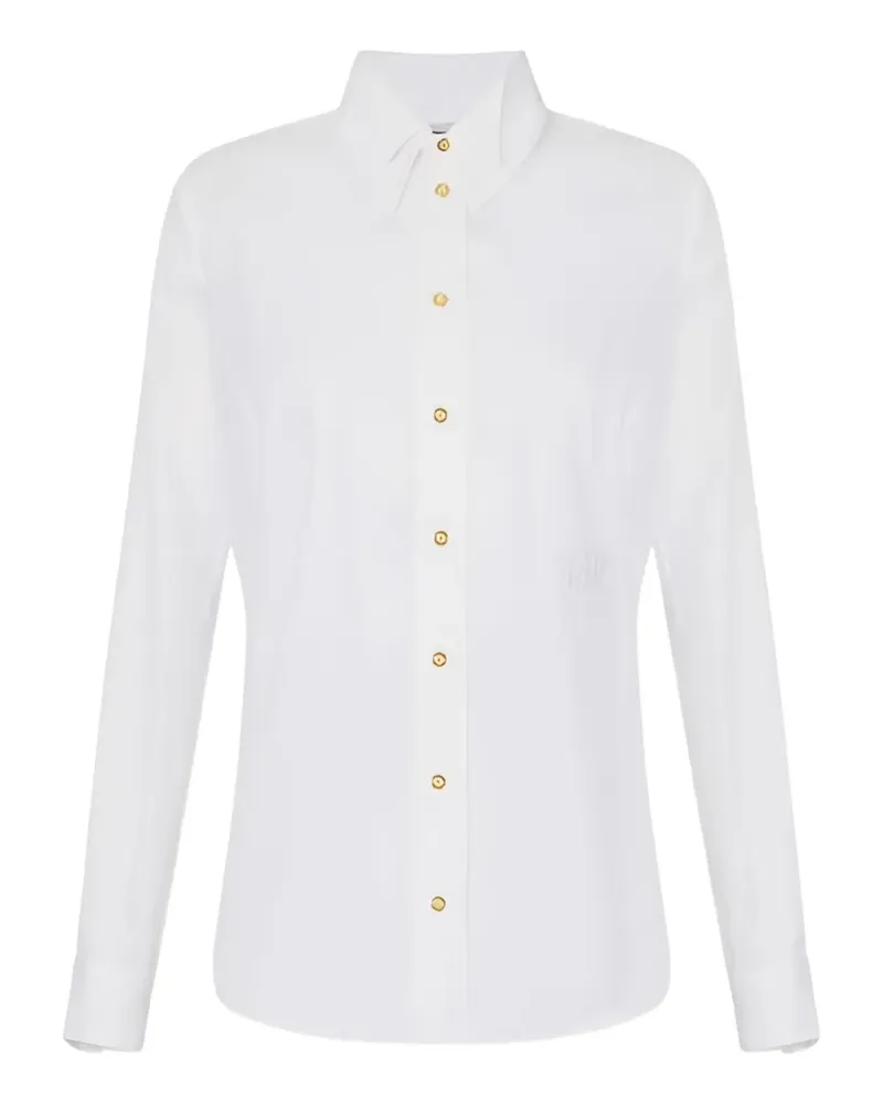 Elisabetta Franchi logo-embroidered double-collar shirt - Weiß Weiß