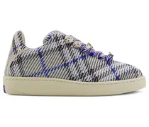 Gestrickte Box Sneakers mit Check - Blau
