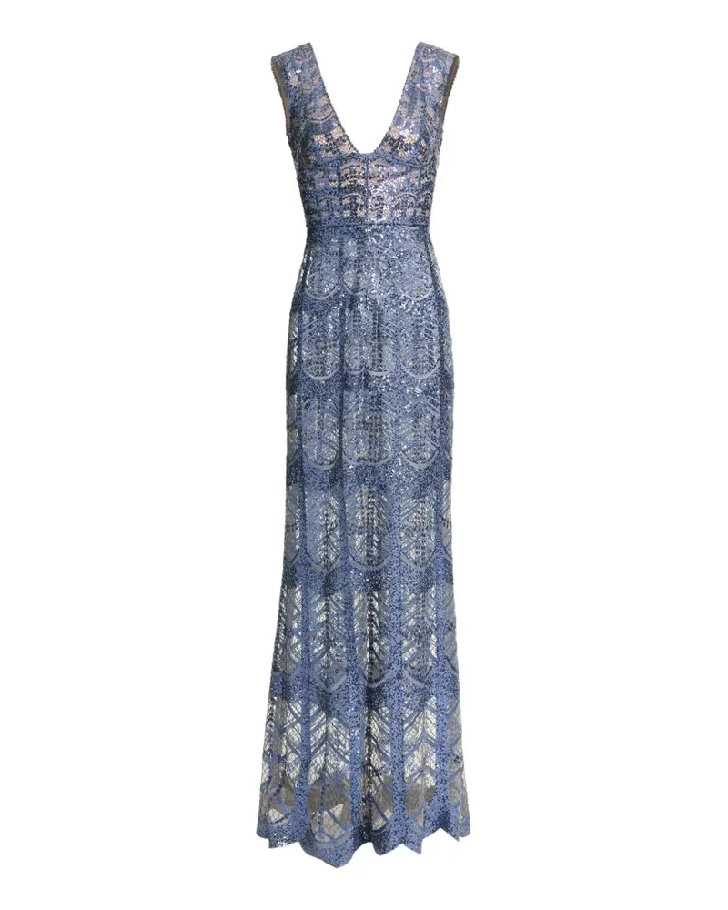 Elie Saab Maxikleid mit Pailletten - Blau Blau