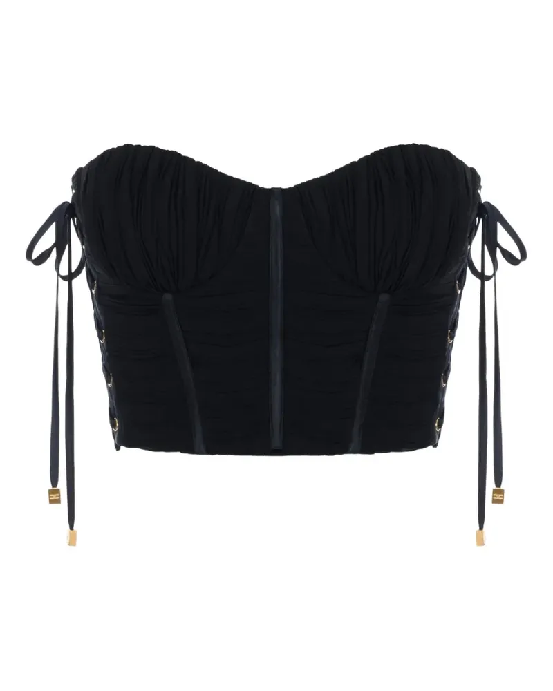 Elisabetta Franchi Crepon Oberteil im Bustier-Style - Schwarz Schwarz