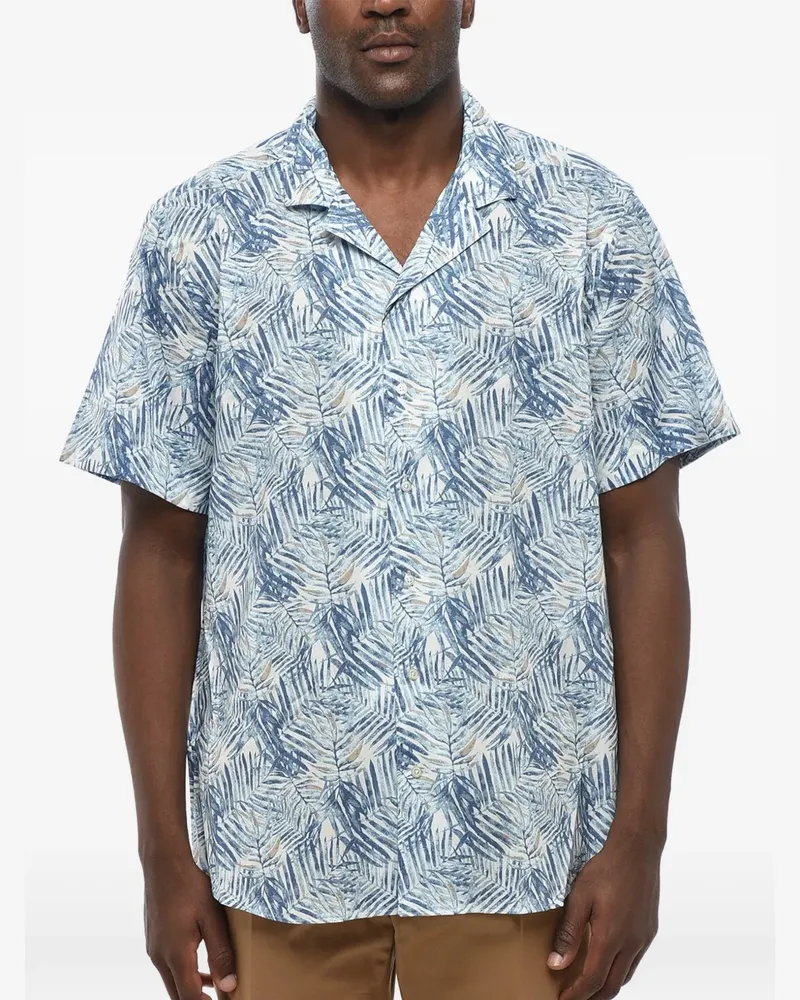 Corneliani botanical-print cuban-collar shirt - Weiß Weiß