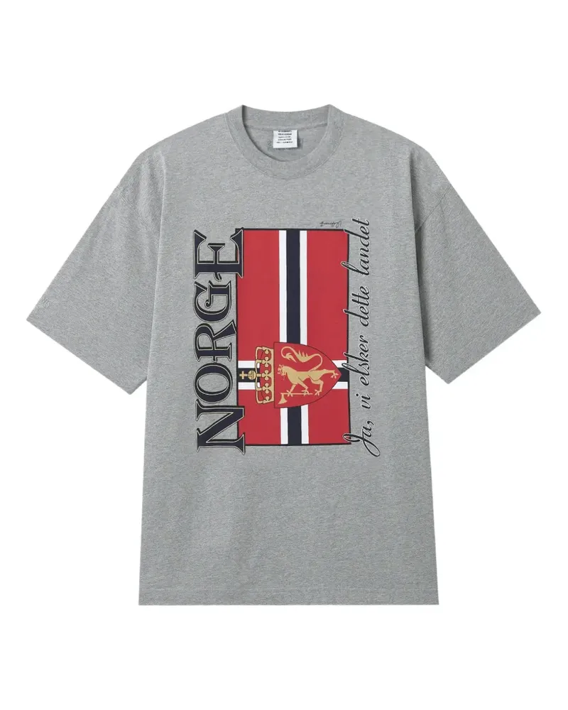 VETEMENTS T-Shirt mit Flaggen-Print - Grau Grau
