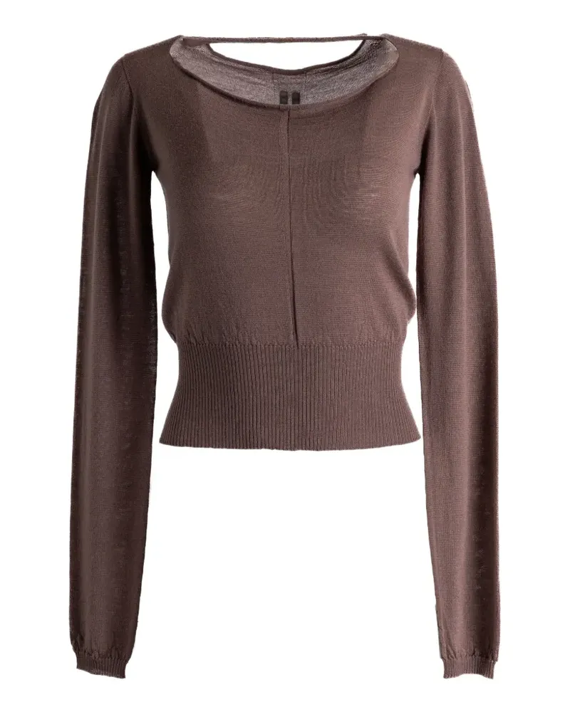 Rick Owens Melierter Pullover mit Cut-Out - Braun Braun