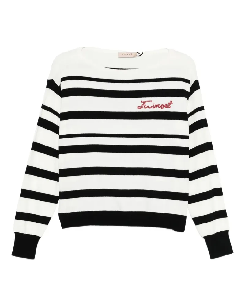 Twin-Set Gestreiftes Sweatshirt - Weiß Weiß