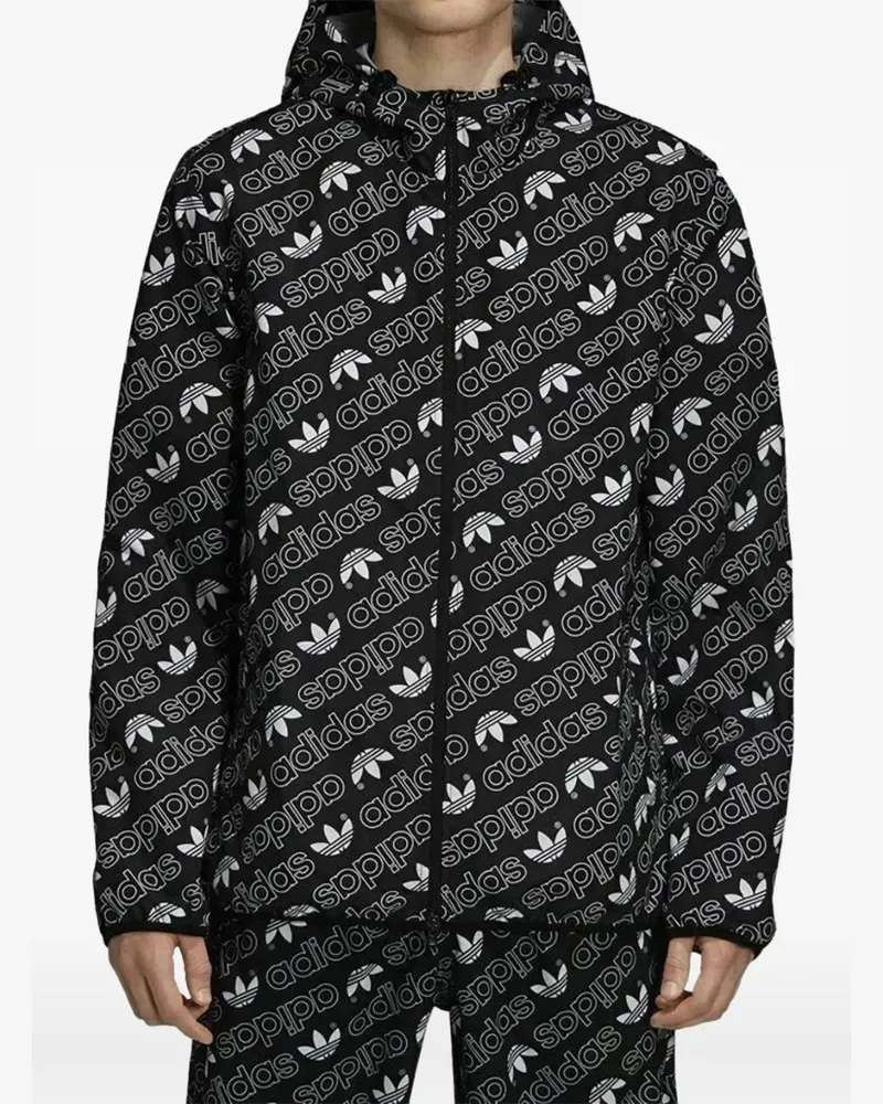 adidas Windbreaker mit Monogramm - Schwarz Schwarz