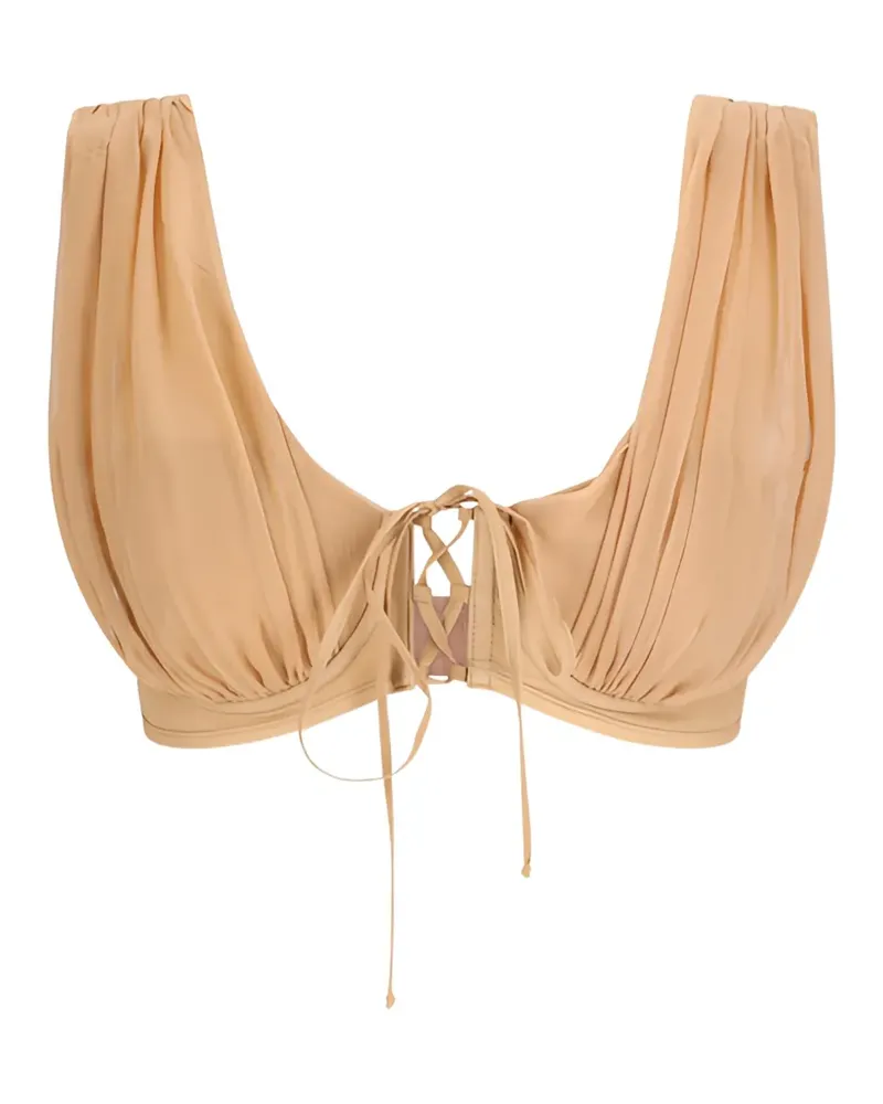 Giuseppe di Morabito draped lace-up bra - Nude Nude