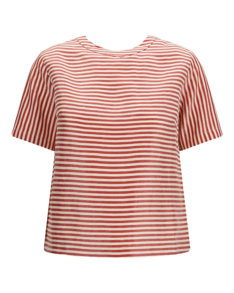 CRUNA striped button-back T-shirt - Rot Rot