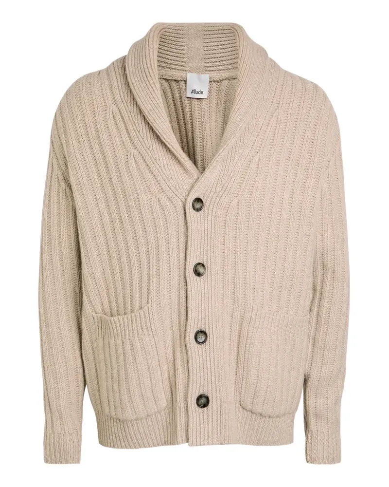ALLUDE shawl-collar ribbed-knit cardigan - Nude Nude