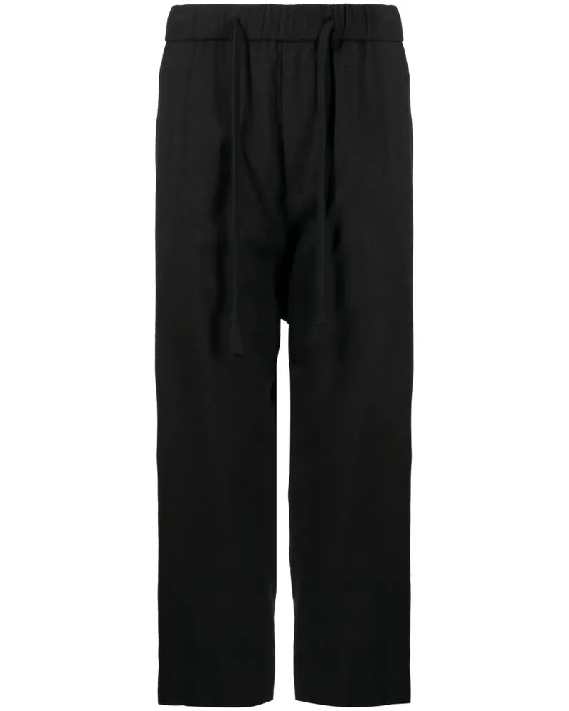 Ziggy Chen Cropped-Hose im Baggy-Style - Schwarz Schwarz