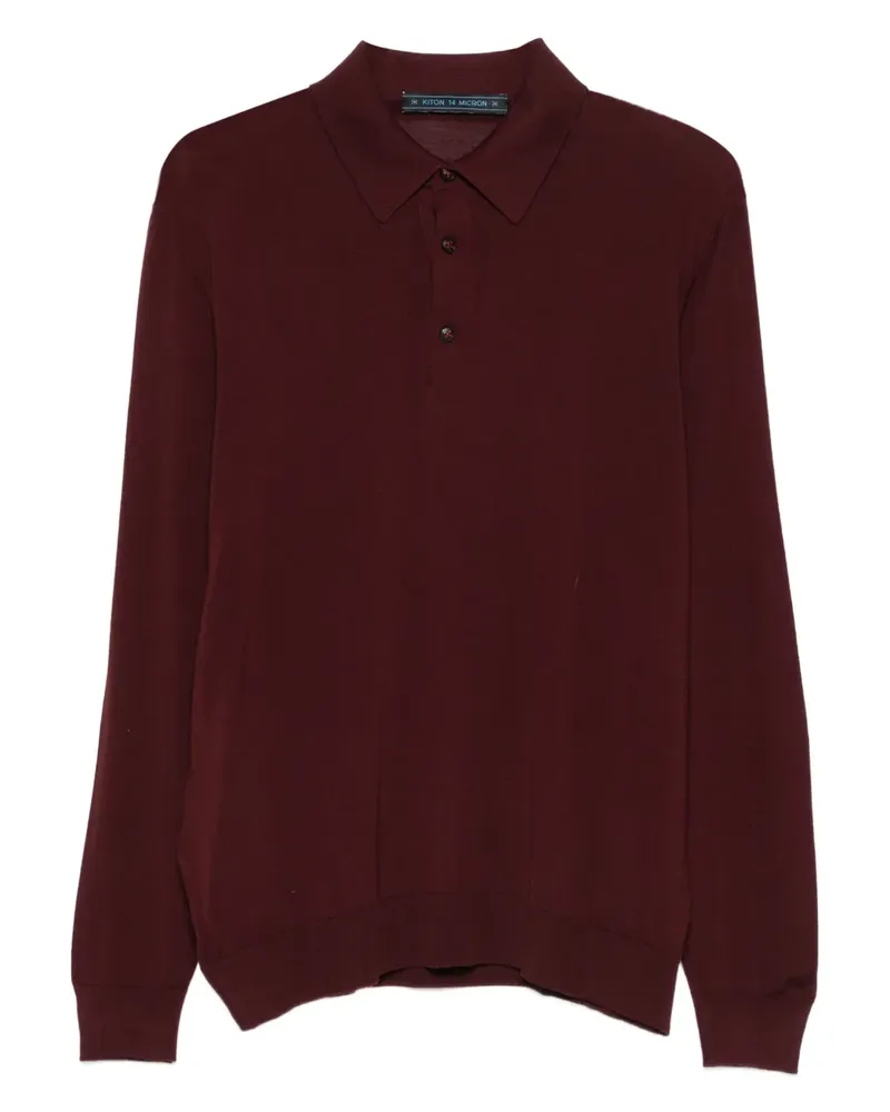 Kiton Langärmeliges Poloshirt - Rot Rot