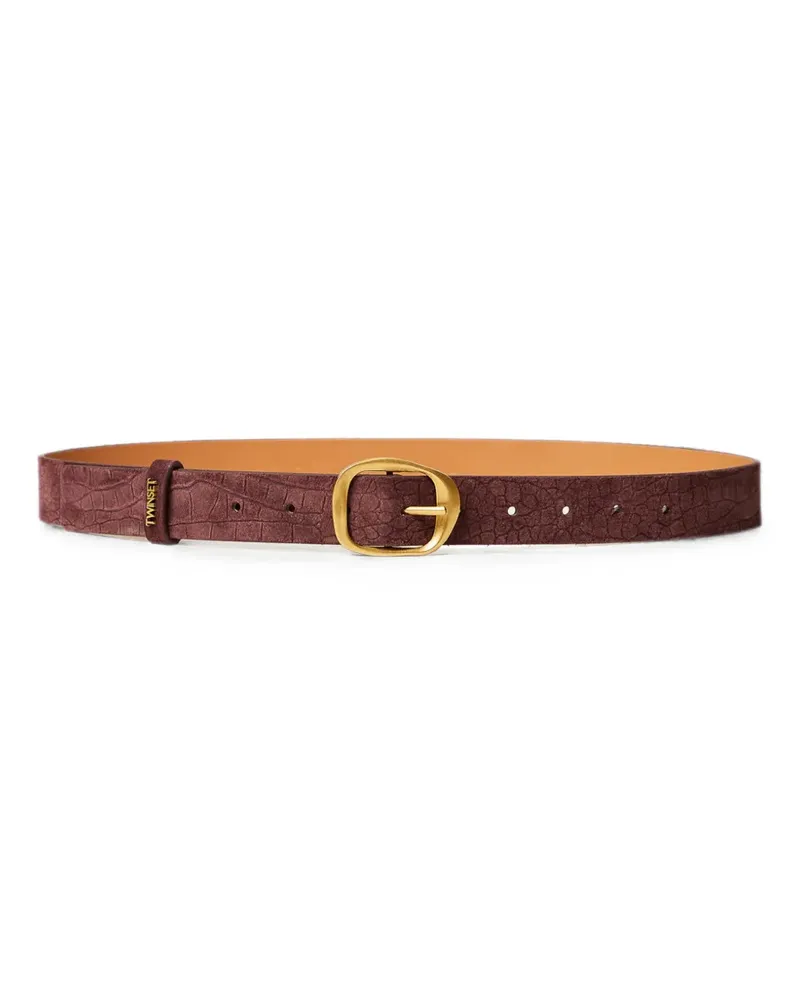 Twin-Set Wildledergürtel mit Kroko-Print - Violett Violett