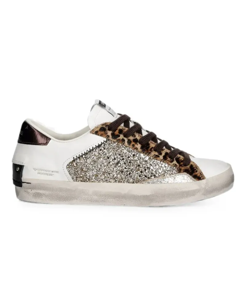 Crime Distressed glitter-panel sneakers - Weiß Weiß