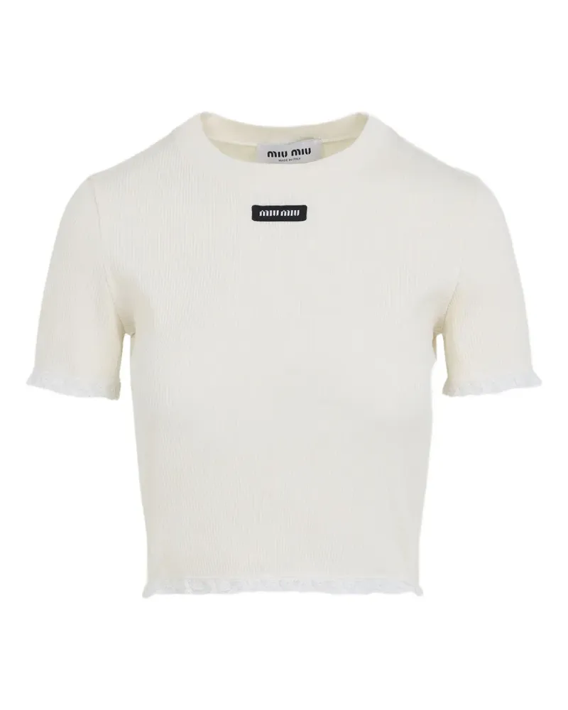 Miu Miu Top mit Spitzeneinsätzen - Weiß Weiß