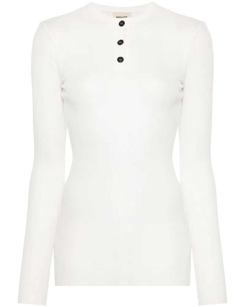 KHAITE Fein geripptes Langarmshirt - Weiß Weiß