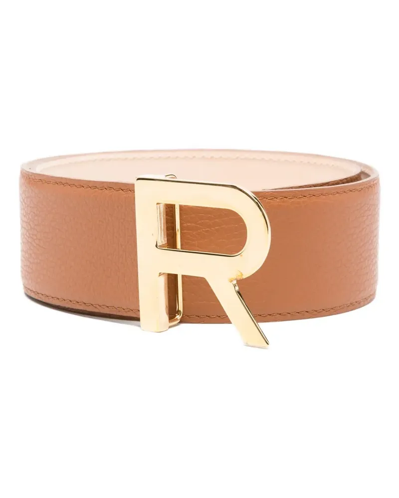 Rochas Ledergürtel mit Logo-Schnalle - Braun Braun