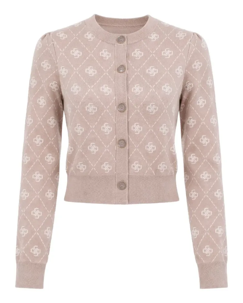 Guess diamond-pattern logo-print cardigan - Nude Nude
