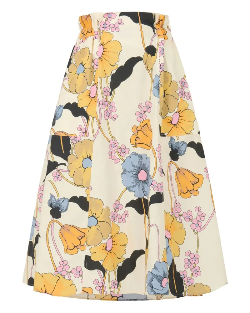 Marni Ausgestellter Midirock mit Blumenmuster - Nude Nude
