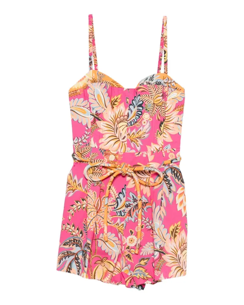 FARM Rio floral-print belted playsuit - Rosa Rosa