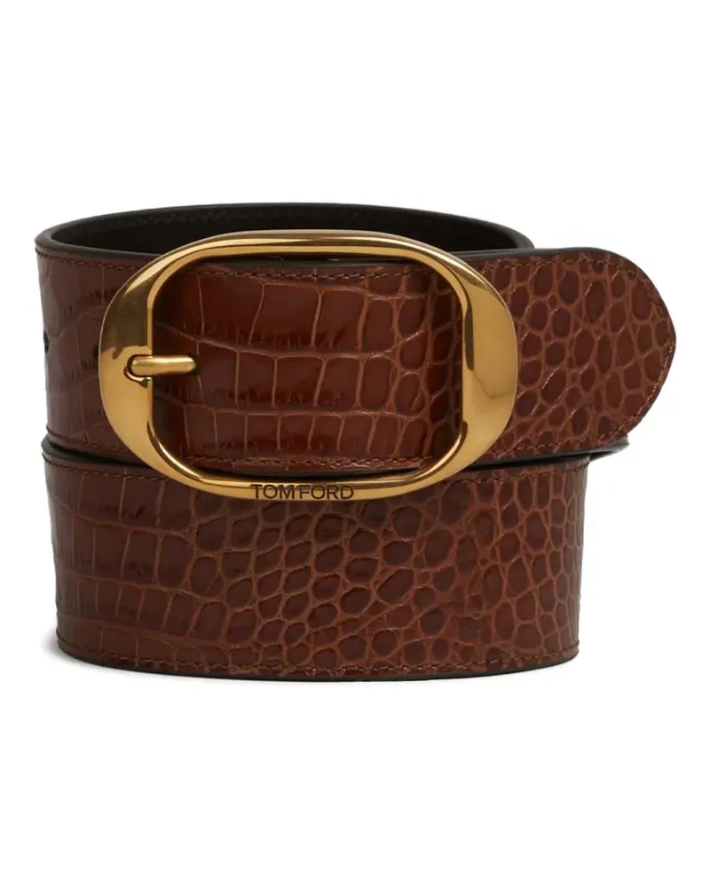 Tom Ford crocodile-effect buckle belt - Braun Braun