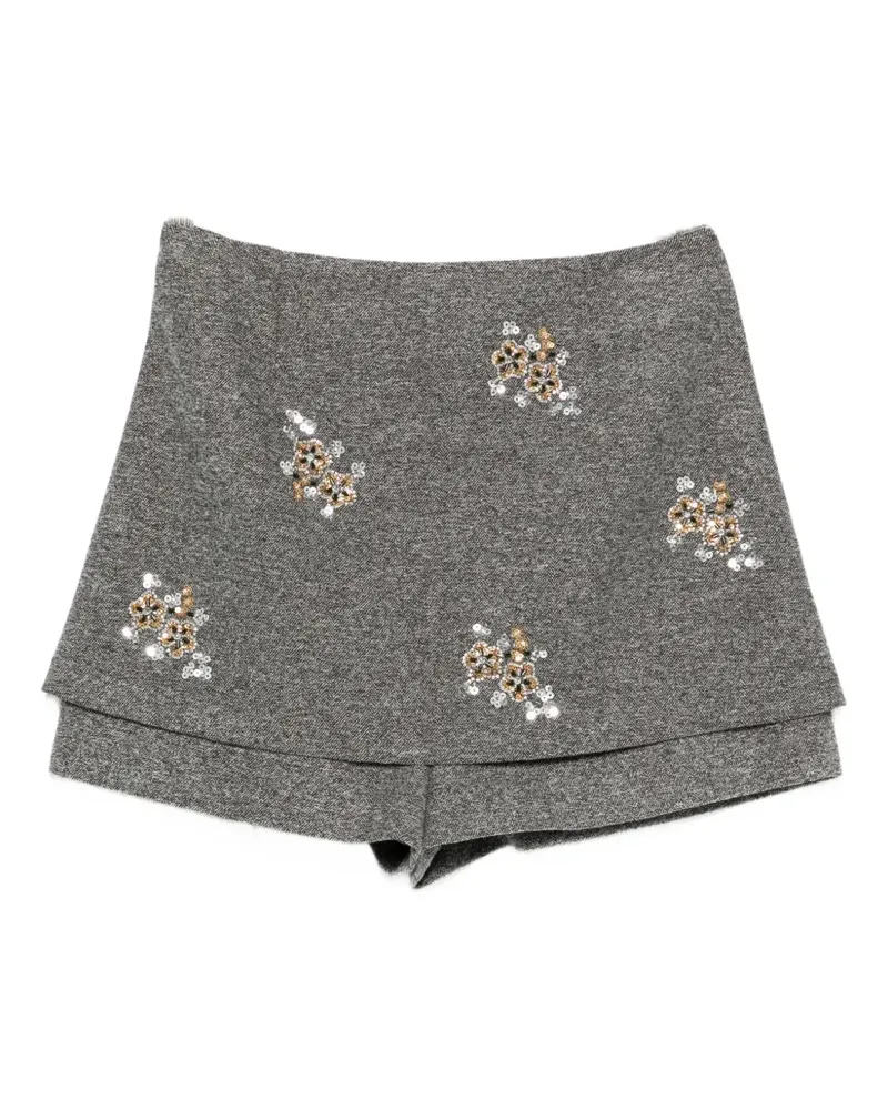 Maje Hosenrock im Layering-Look mit Blumendetail - Grau Grau