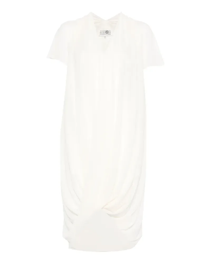Maison Margiela Drapiertes Midikleid mit V-Ausschnitt - Weiß Weiß