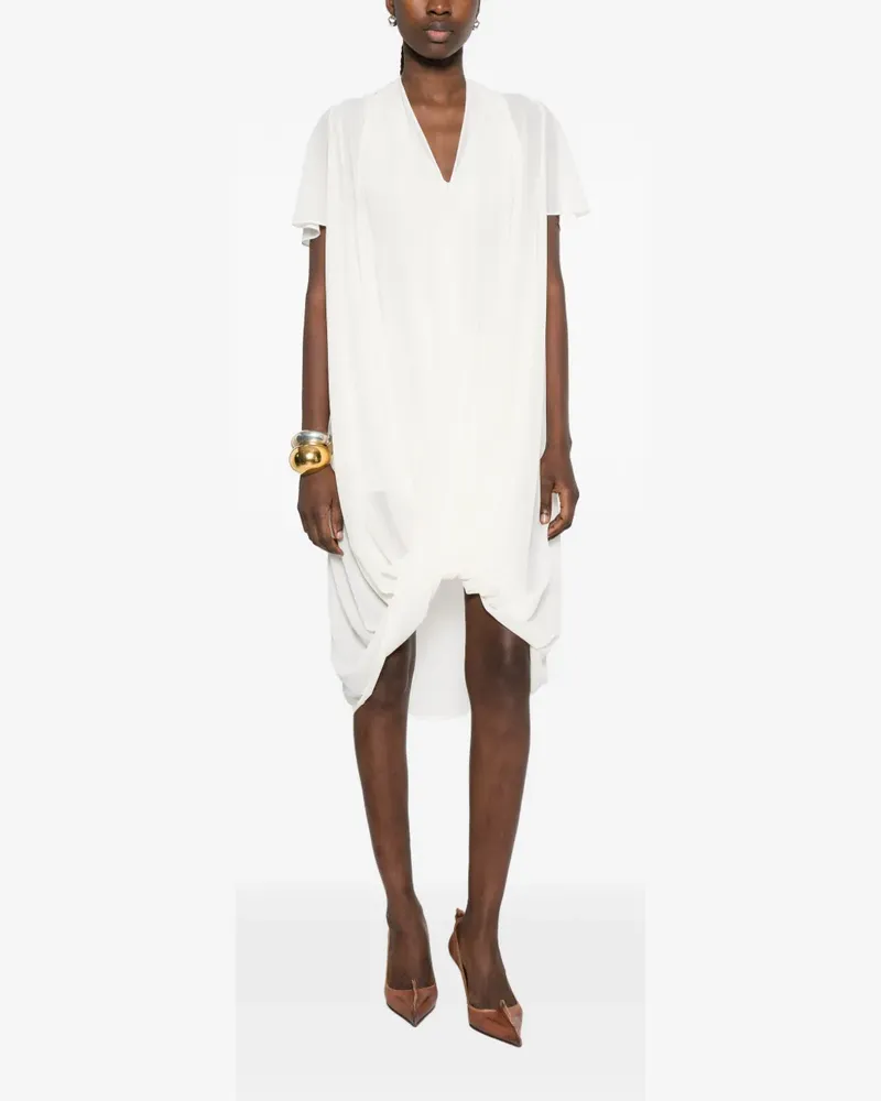 Maison Margiela V-neck draped midi dress - Weiß Weiß