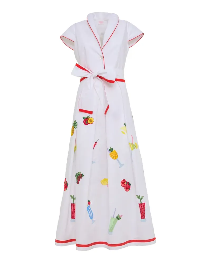 Loretta Caponi Giardino embroidered poplin cotton midi shirt dress - Weiß Weiß