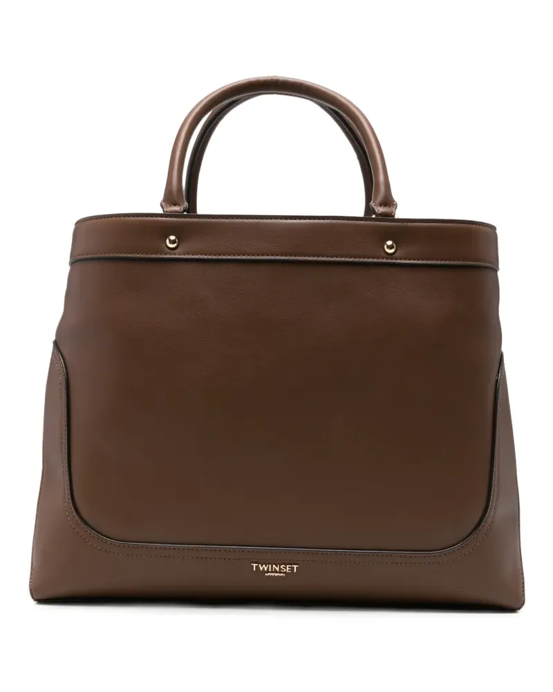 Twin-Set Shopper mit Logo-Print - Braun Braun