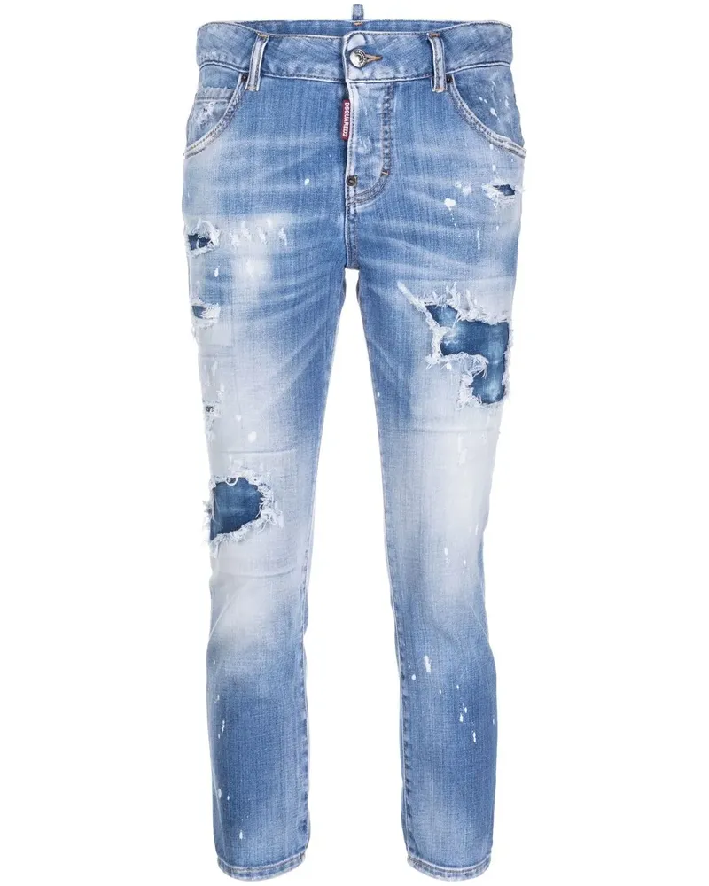 Dsquared2 Cropped-Jeans im Distressed-Look - Blau Blau