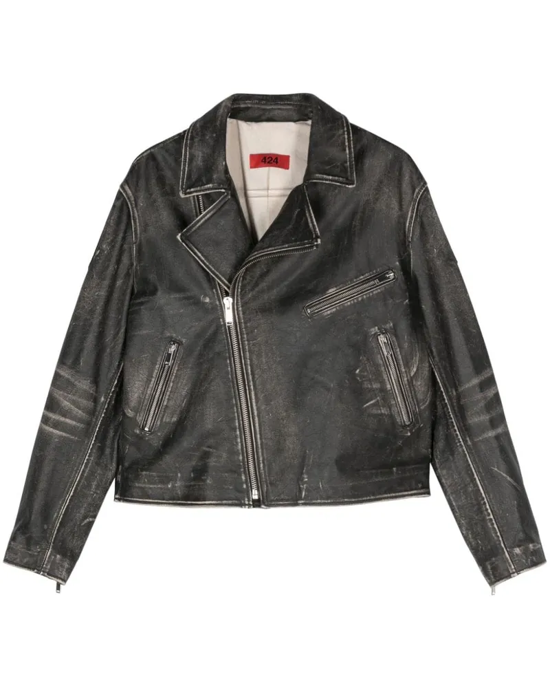 FourTwoFour on Fairfax Bikerjacke aus Leder - Schwarz Schwarz
