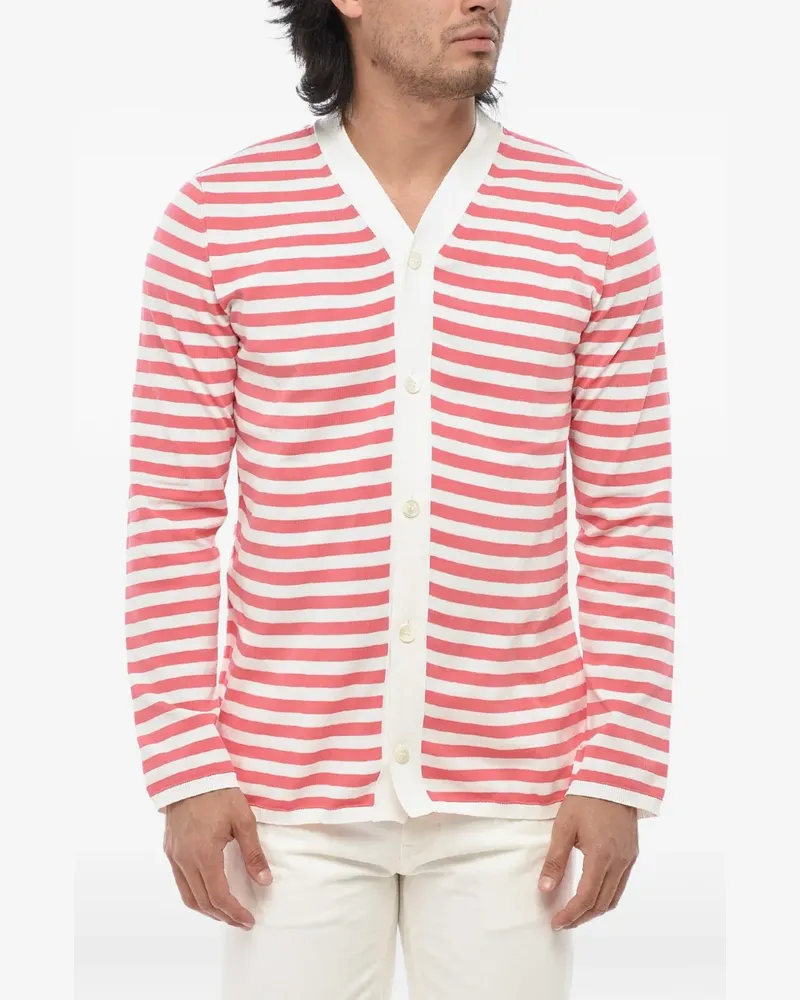 Comme des Garçons striped V-neck cardigan - Rosa Rosa
