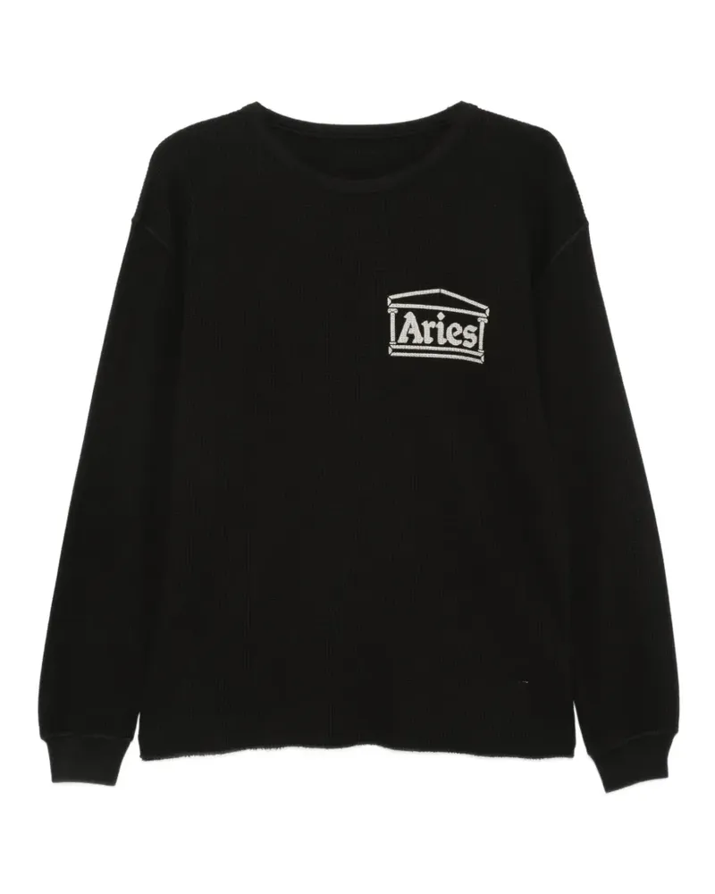 Aries Temple T-Shirt aus Waffelstrick - Schwarz Schwarz