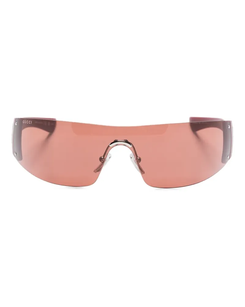 Gucci Shield-Sonnenbrille mit Kristallen - Rot Rot