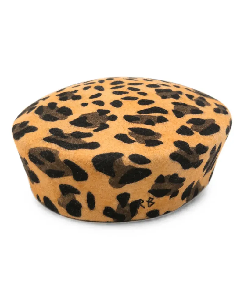 RUSLAN BAGINSKIY Baskenmütze mit Leopardenprint - Nude Nude