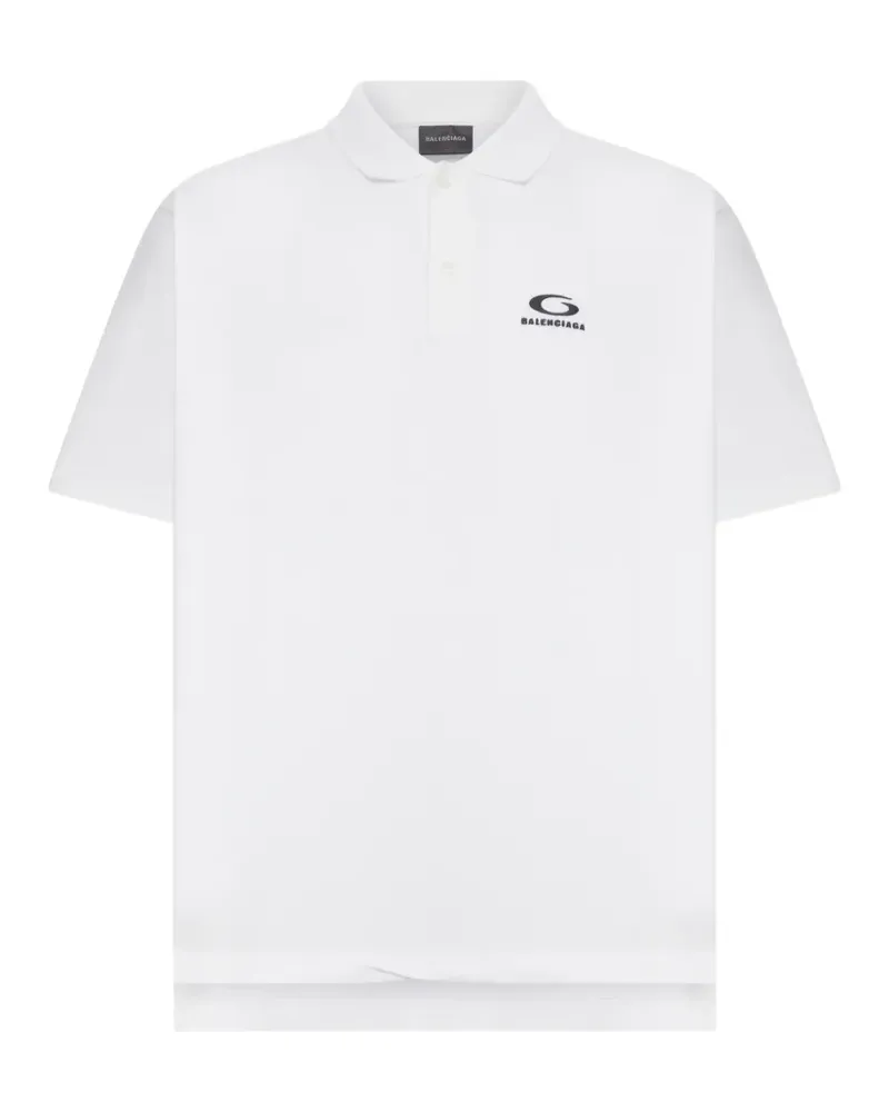 Balenciaga logo-embroidered pique polo shirt - Weiß Weiß