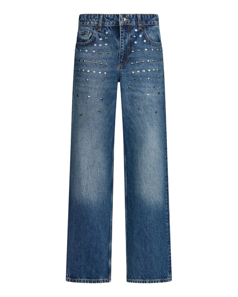 Liu Jo fringed studded straight-leg jeans - Blau Blau
