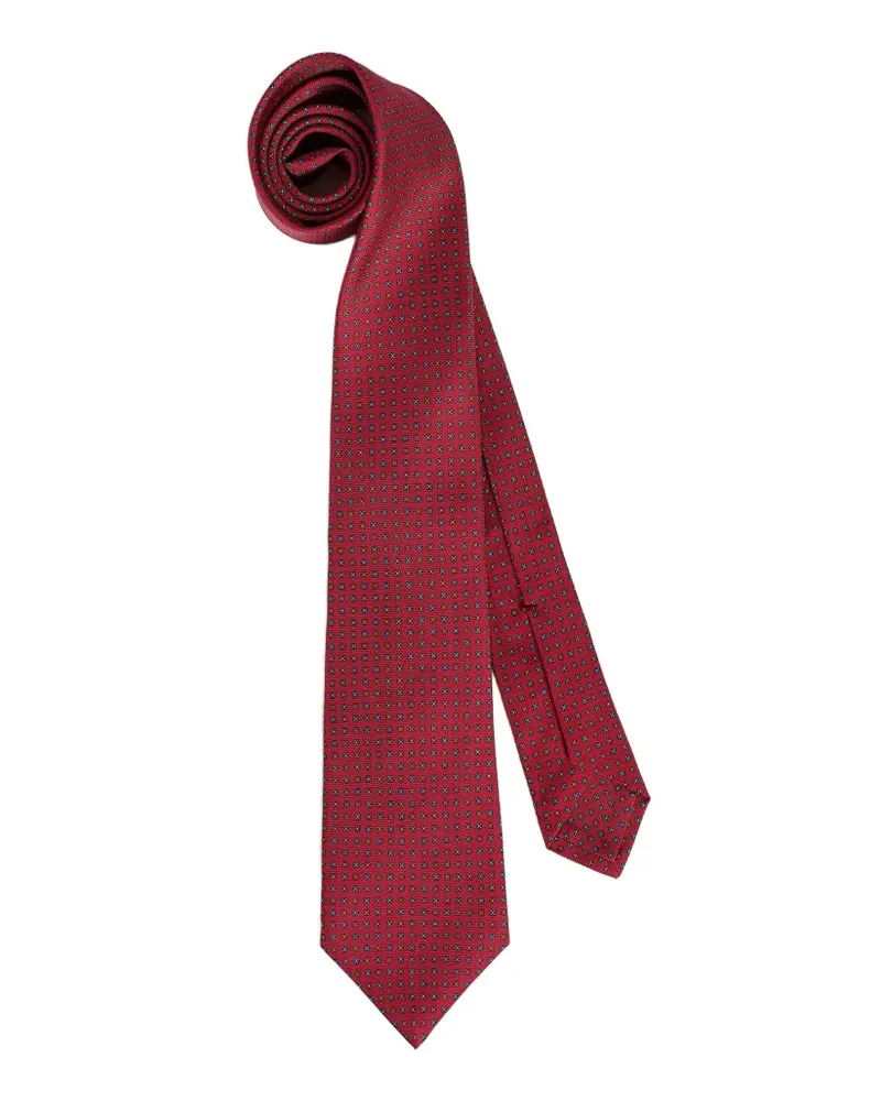 Kiton Geometrisch gemusterte Seidenkrawatte - Rot Rot