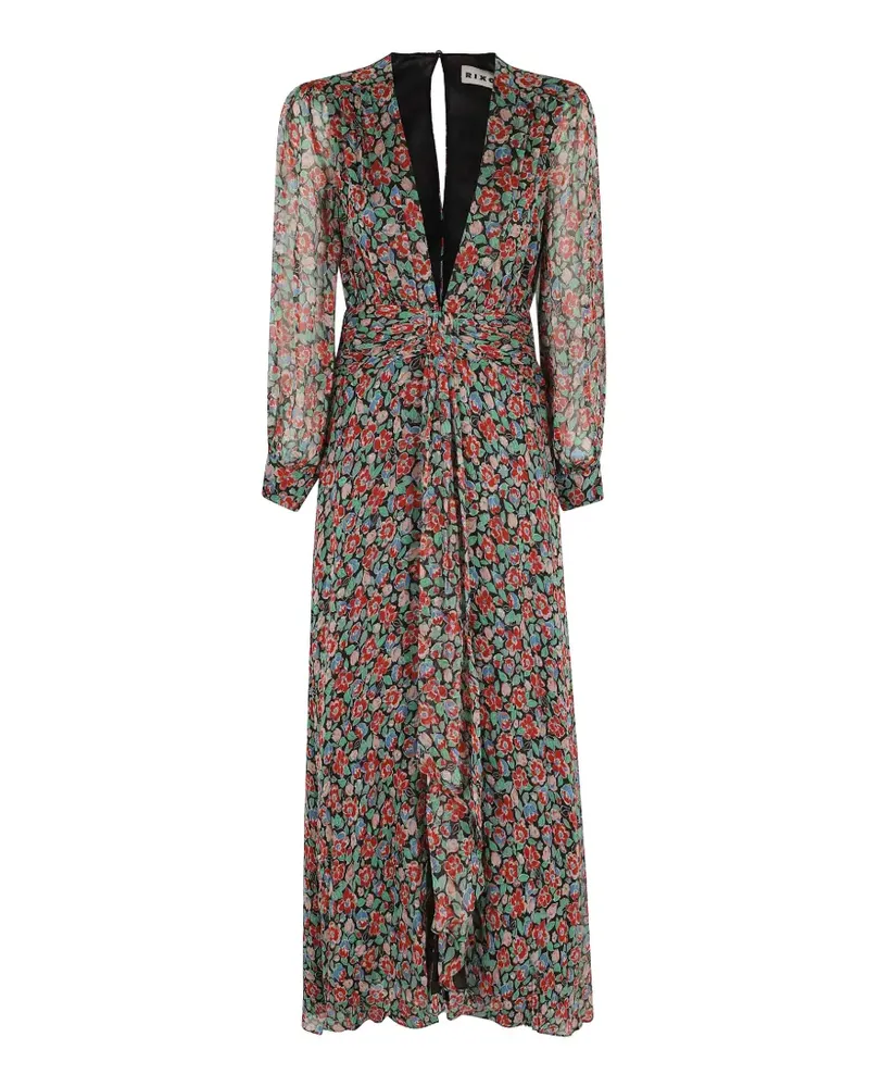 RIXO Jeannie Kleid mit Blumen-Print - Schwarz Schwarz